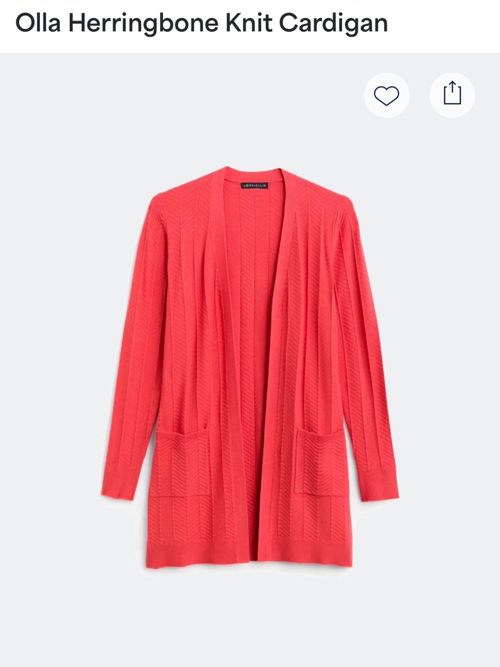 Olla Herringbone Open-Front Cardigan — Coral Pink